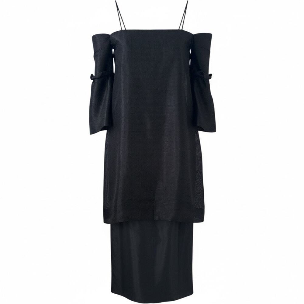 The Row SS14 Archive Runway Look Layered Midi Dress Black Silk Puff Sleeve US 2 - Picture 3 of 16
